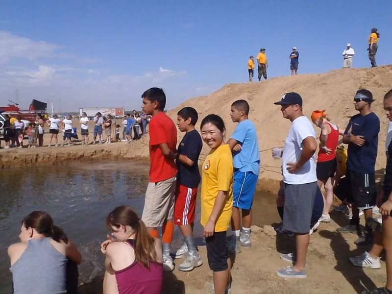 Kim watching some of the fast 5K finishers...