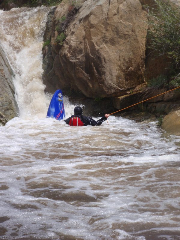 It didn't go so well.  Here's me swimming back in to grab my boat.  I need to get some float bags for my bow.